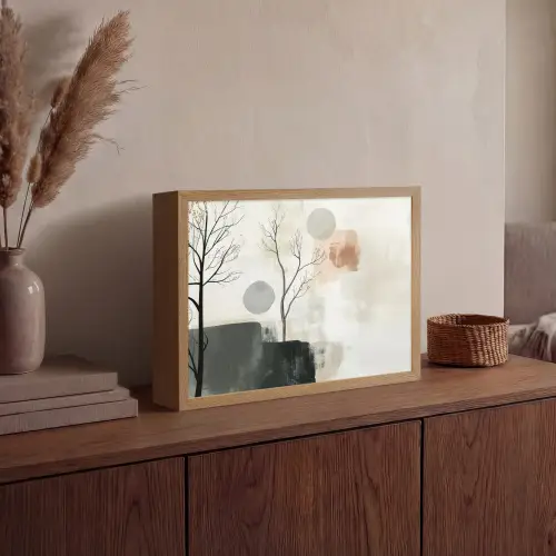 Wabi sabi - Beige - Plant Light Box met batterij (Wandlamp) middel -sfeer2