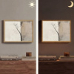 Wabi sabi - Plant - Beige Light Box met batterij (Wandlamp) middel -sfeer3