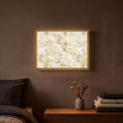 Warm - Gouden - Marmer - Patroon Light Box met batterij (Wandlamp) middel 907 -sfeer4
