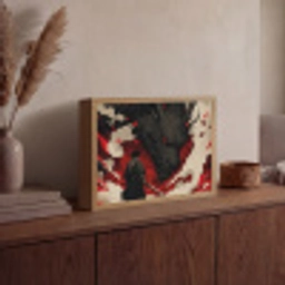 Krijger - Draak - Zwart - Rood - Rook Light Box met batterij (Wandlamp) middel -sfeer2