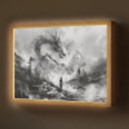 Krijger - Draak - Grijs Light Box met batterij (Wandlamp) middel -z3d_website