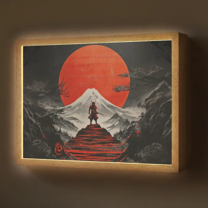 Krijger - Rode trappen - Zon - Berg Light Box met batterij (Wandlamp) middel -z3d_website