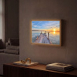 Water - Steiger - Vogels - Zonsondergang - Horizon Light Box met batterij (Wandlamp) middel -sfeer1