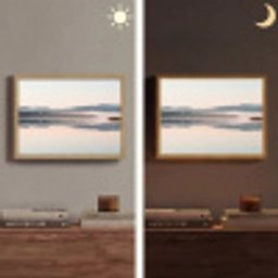 Water - Bomen - Mistlaag Light Box met batterij (Wandlamp) middel -sfeer3