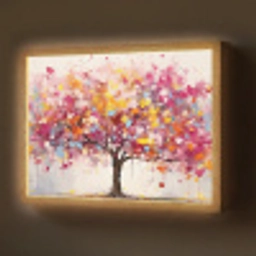 Aquarel - Boom - Kunst - Abstract Light Box met batterij (Wandlamp) middel -z3d_website