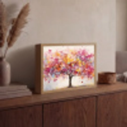Aquarel - Boom - Kunst - Abstract Light Box met batterij (Wandlamp) middel -sfeer2