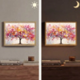 Aquarel - Boom - Kunst - Abstract Light Box met batterij (Wandlamp) middel -sfeer3