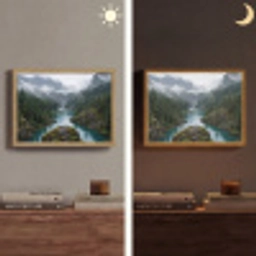 Waterval - Bomen - Bergen Light Box met batterij (Wandlamp) middel -sfeer3