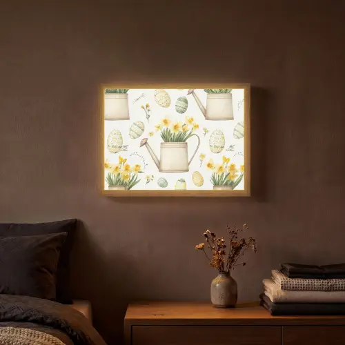 Gieter - Bloemen - Eieren Light Box met batterij (Wandlamp) middel -sfeer4