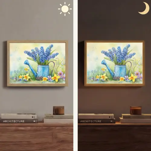 Gieter - Lavendel - Bloesems Light Box met batterij (Wandlamp) middel -sfeer3