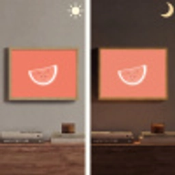 Watermeloen - Lijnen - Koraalrood Light Box met batterij (Wandlamp) middel -sfeer3
