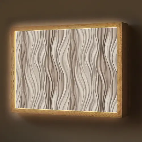 Golven - 3D - Crème Light Box met batterij (Wandlamp) middel 907 -z3d_website