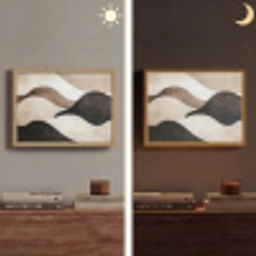 Golven - Abstract - Beige Light Box met batterij (Wandlamp) middel -sfeer3