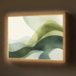 Golven - Abstract - Lichtgroen - Sierlijk Light Box met batterij (Wandlamp) middel -z3d_website