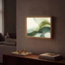 Golven - Abstract - Lichtgroen - Sierlijk Light Box met batterij (Wandlamp) middel -sfeer1