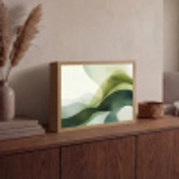 Golven - Abstract - Lichtgroen - Sierlijk Light Box met batterij (Wandlamp) middel -sfeer2