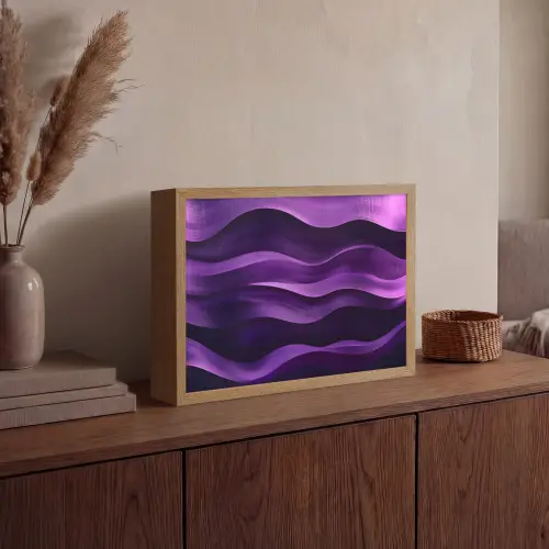 Golven - Abstract - Paars Light Box met batterij (Wandlamp) middel -sfeer2