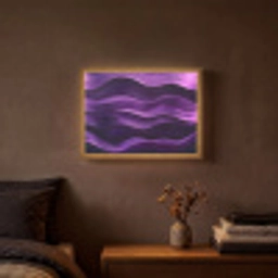 Golven - Abstract - Paars Light Box met batterij (Wandlamp) middel -sfeer4