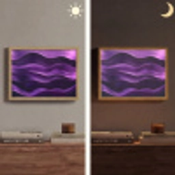 Golven - Abstract - Paars Light Box met batterij (Wandlamp) middel -sfeer3