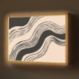 Golven - Zwart - Zandkleur Light Box met batterij (Wandlamp) middel -z3d_website