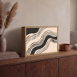 Golven - Zwart - Zandkleur Light Box met batterij (Wandlamp) middel -sfeer2