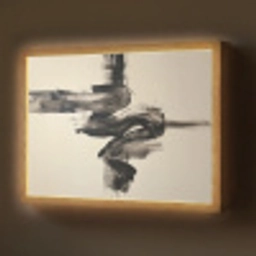 Golven - Penseelstreken - Beige - Minimalistisch Light Box met batterij (Wandlamp) middel -z3d_website