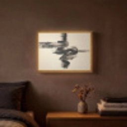 Golven - Penseelstreken - Beige - Minimalistisch Light Box met batterij (Wandlamp) middel -sfeer4