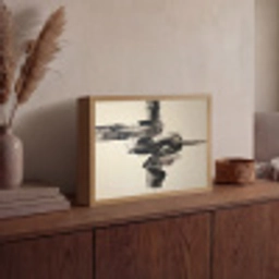 Golven - Penseelstreken - Beige - Minimalistisch Light Box met batterij (Wandlamp) middel -sfeer2