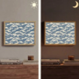 Golven - Klassiek - Blauw Light Box met batterij (Wandlamp) middel 907 -sfeer3