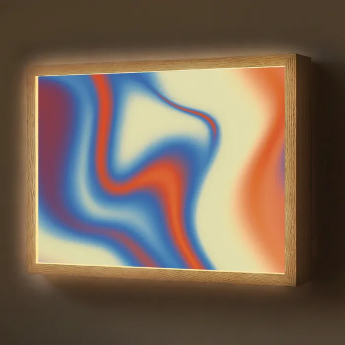 Golven - Kleurrijk - Abstract Light Box met batterij (Wandlamp) middel -z3d_website