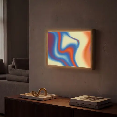 Golven - Kleurrijk - Abstract Light Box met batterij (Wandlamp) middel -sfeer1