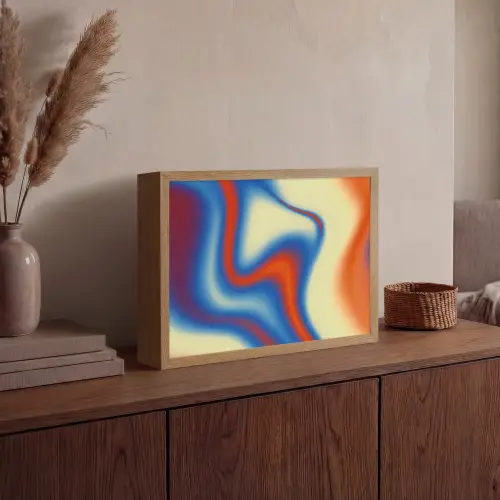 Golven - Kleurrijk - Abstract Light Box met batterij (Wandlamp) middel -sfeer2
