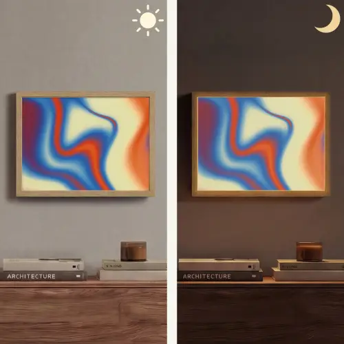 Golven - Kleurrijk - Abstract Light Box met batterij (Wandlamp) middel -sfeer3