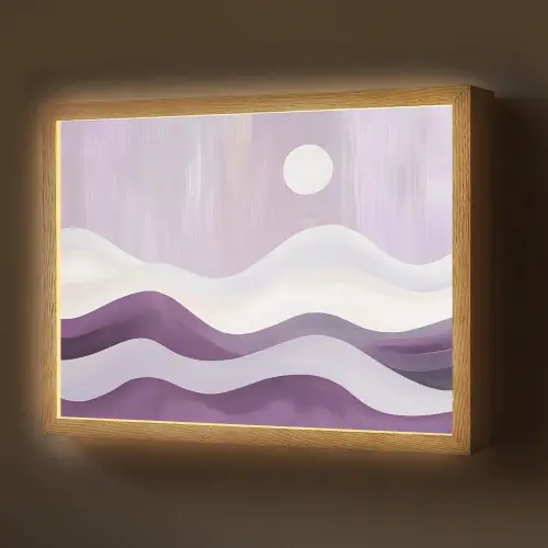 Golven - Heuvels - Abstract - Paars Light Box met batterij (Wandlamp) middel -z3d_website