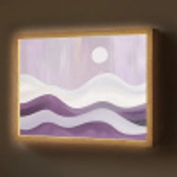Golven - Heuvels - Abstract - Paars Light Box met batterij (Wandlamp) middel -z3d_website