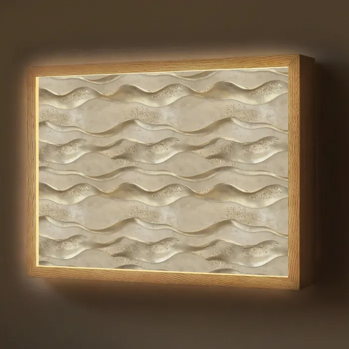 Golven - Patroon - Goud Light Box met batterij (Wandlamp) middel 907 -z3d_website