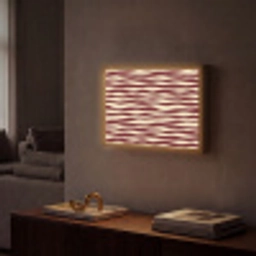 Golven - Rood - Patroon - Crème Light Box met batterij (Wandlamp) middel 907 -sfeer1