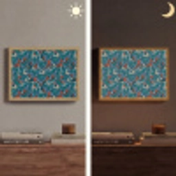 Golven - Retro - Blauw - Patroon Light Box met batterij (Wandlamp) middel 907 -sfeer3