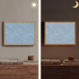 Golven - Ritmisch - Blauw Light Box met batterij (Wandlamp) middel 907 -sfeer3