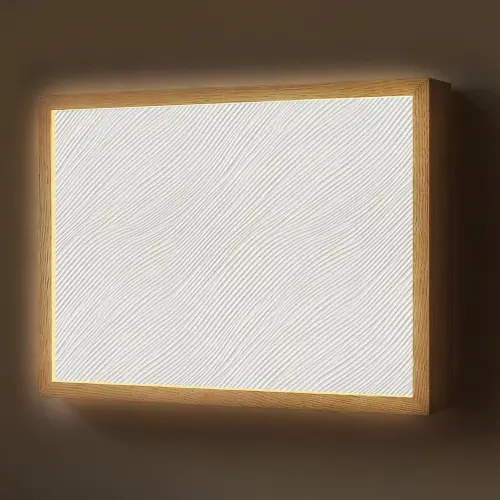 Golven - Ribbels - Wit Light Box met batterij (Wandlamp) middel 907 -z3d_website