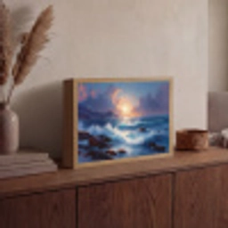 Golven - Zee - Kleurrijk - Rotsen Light Box met batterij (Wandlamp) middel -sfeer2