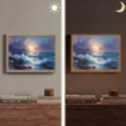 Golven - Zee - Kleurrijk - Rotsen Light Box met batterij (Wandlamp) middel -sfeer3