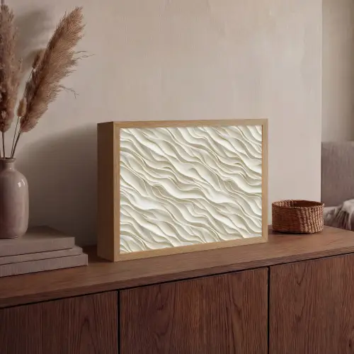 Golven - Wit - Minimalistisch Light Box met batterij (Wandlamp) middel 907 -sfeer2