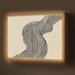 Golvend - Lijnen - Abstract - Silhouet Light Box met batterij (Wandlamp) middel -z3d_website