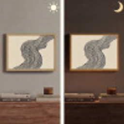 Golvend - Lijnen - Abstract - Silhouet Light Box met batterij (Wandlamp) middel -sfeer3