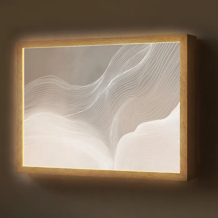 Golvende lijnen - Luchtstromen - Harmonieus Light Box met batterij (Wandlamp) middel -z3d_website