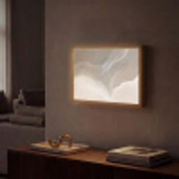 Golvende lijnen - Luchtstromen - Harmonieus Light Box met batterij (Wandlamp) middel -sfeer1