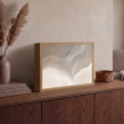 Golvende lijnen - Luchtstromen - Harmonieus Light Box met batterij (Wandlamp) middel -sfeer2