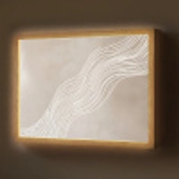 Golvende lijnen - Vloeiend - Zandkleurig Light Box met batterij (Wandlamp) middel -z3d_website
