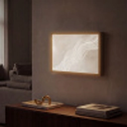 Golvende lijnen - Vloeiend - Zandkleurig Light Box met batterij (Wandlamp) middel -sfeer1